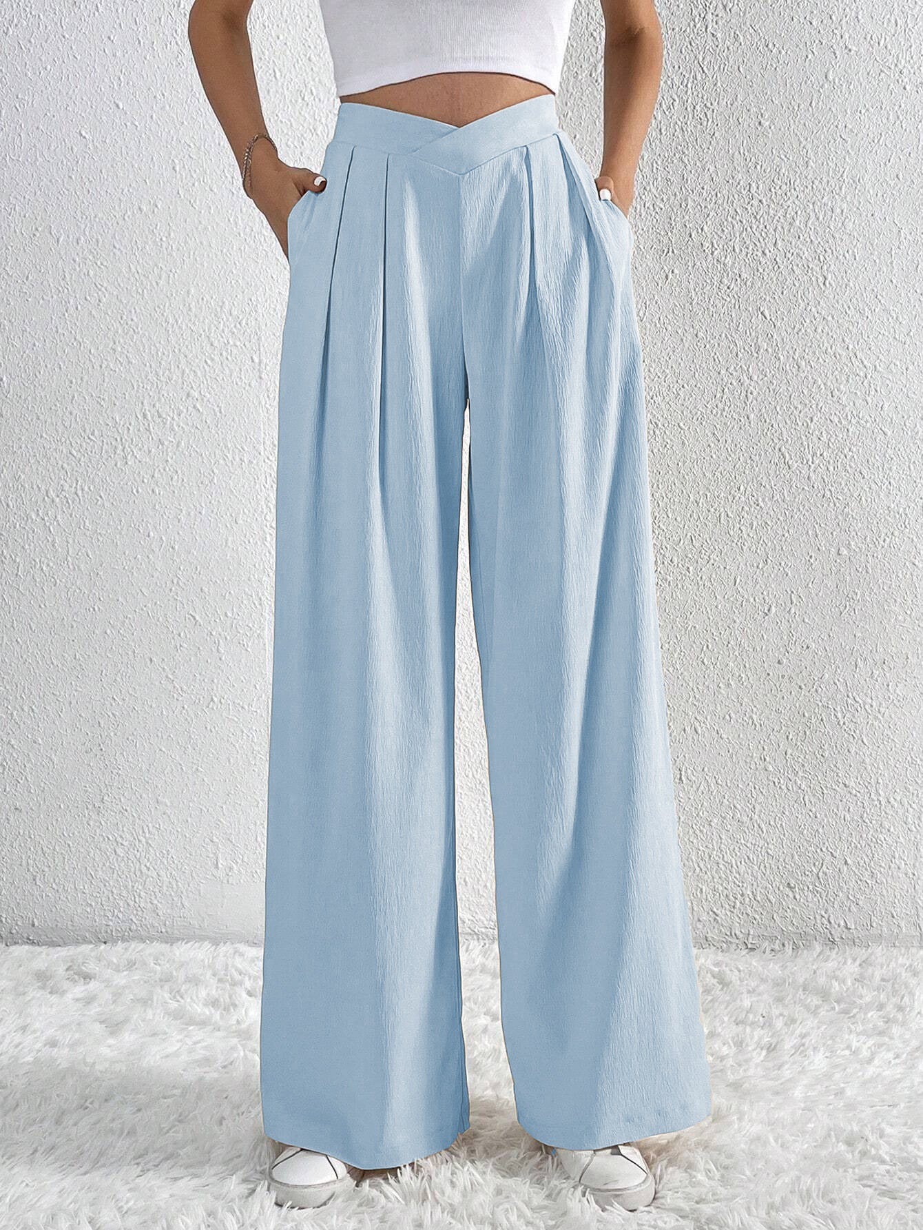 Women’s Summer Wide-Leg Pants – Breathable Pleated Trousers for Casual & Office Wear