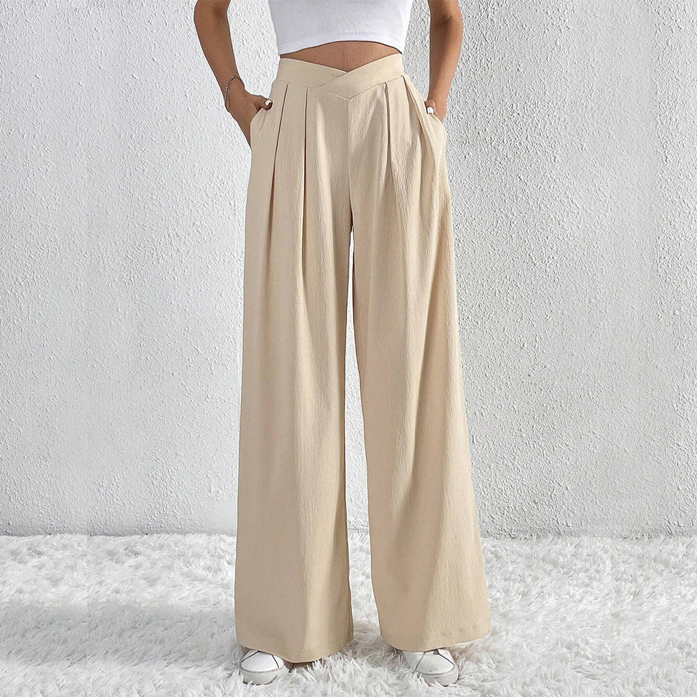 Women’s Summer Wide-Leg Pants – Breathable Pleated Trousers for Casual & Office Wear