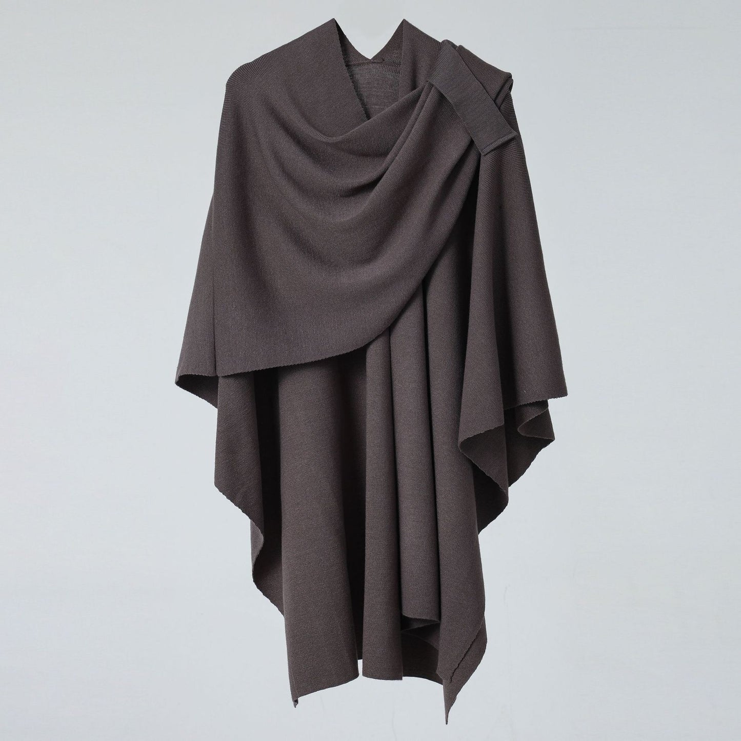 Women’s Solid Color Knitted Shawl – Simple Side Strap Shoulder Wrap