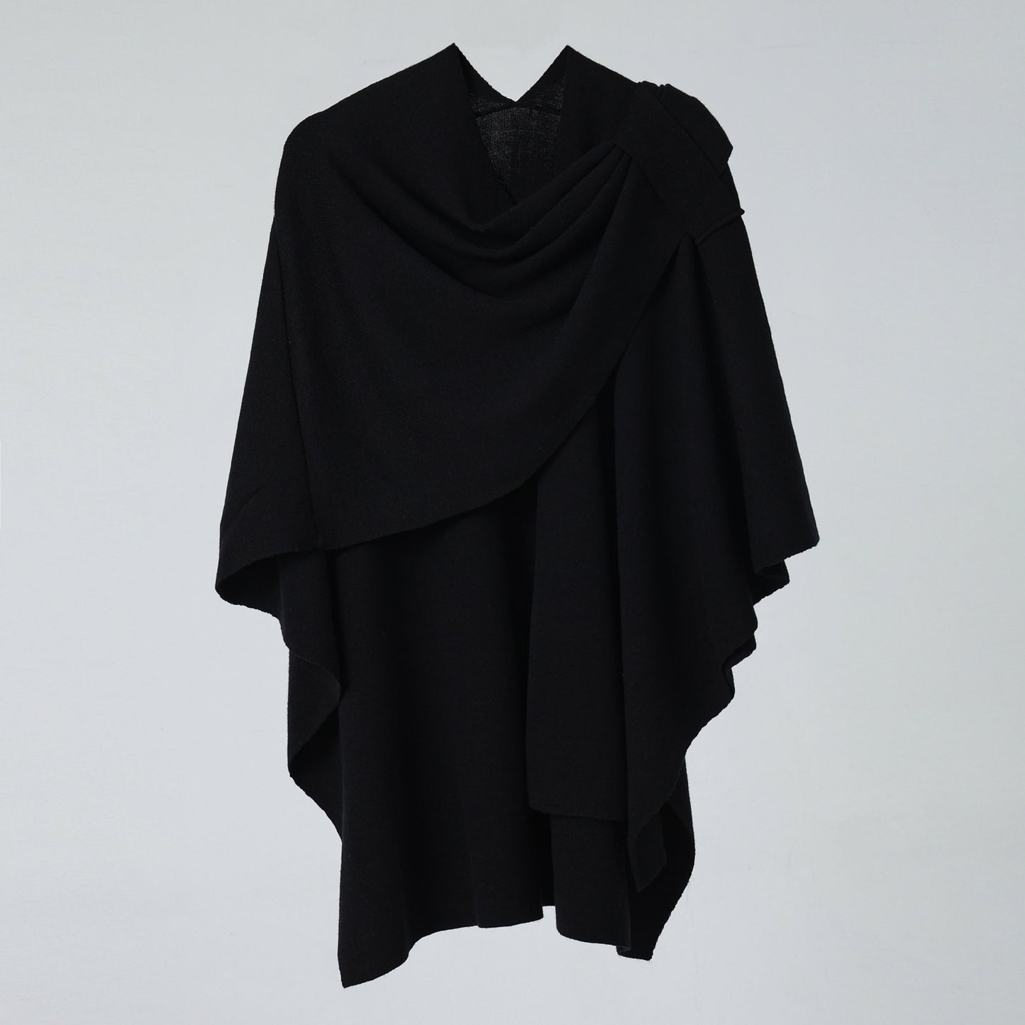 Women’s Solid Color Knitted Shawl – Simple Side Strap Shoulder Wrap