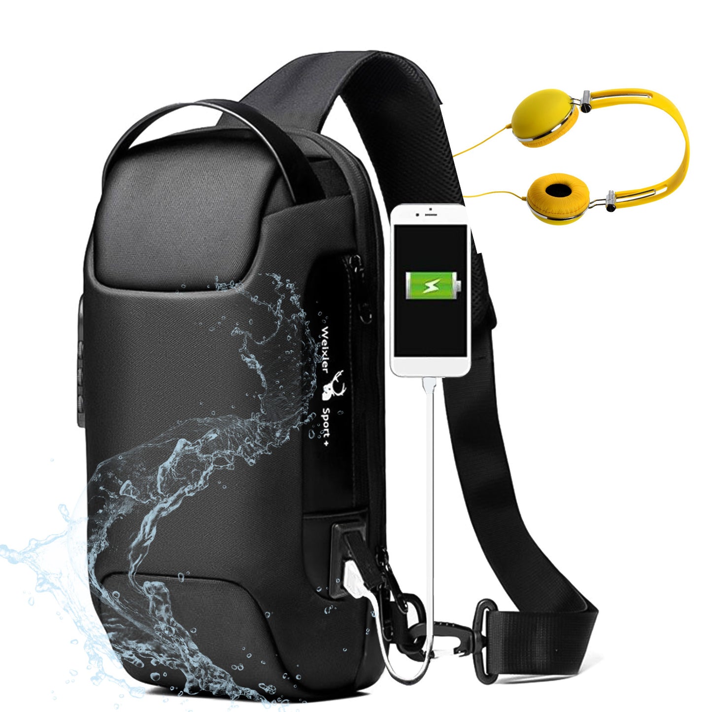 Men's Waterproof Anti-Theft Sling Bag – USB Charging & Oxford Fabric
