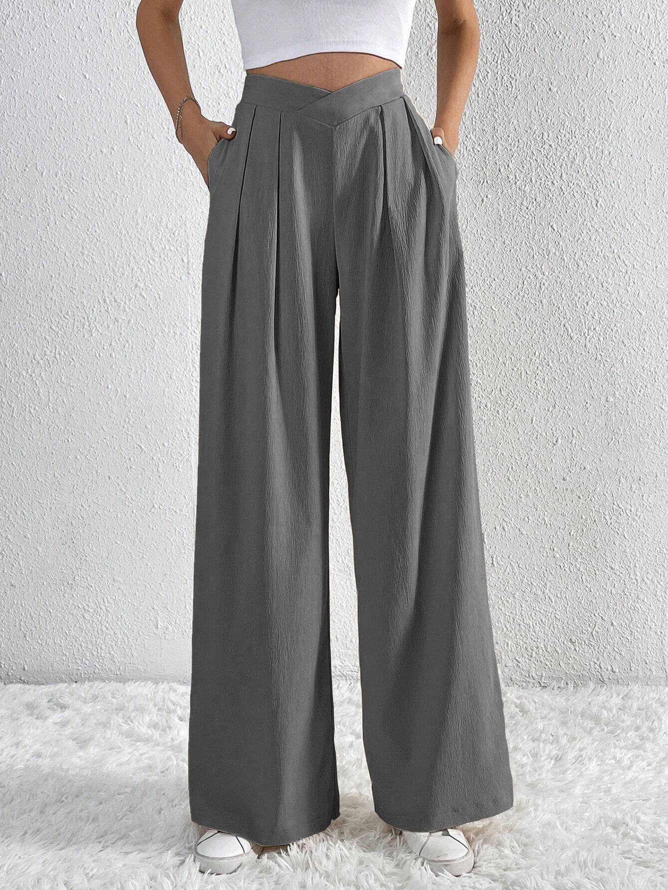 Women’s Summer Wide-Leg Pants – Breathable Pleated Trousers for Casual & Office Wear