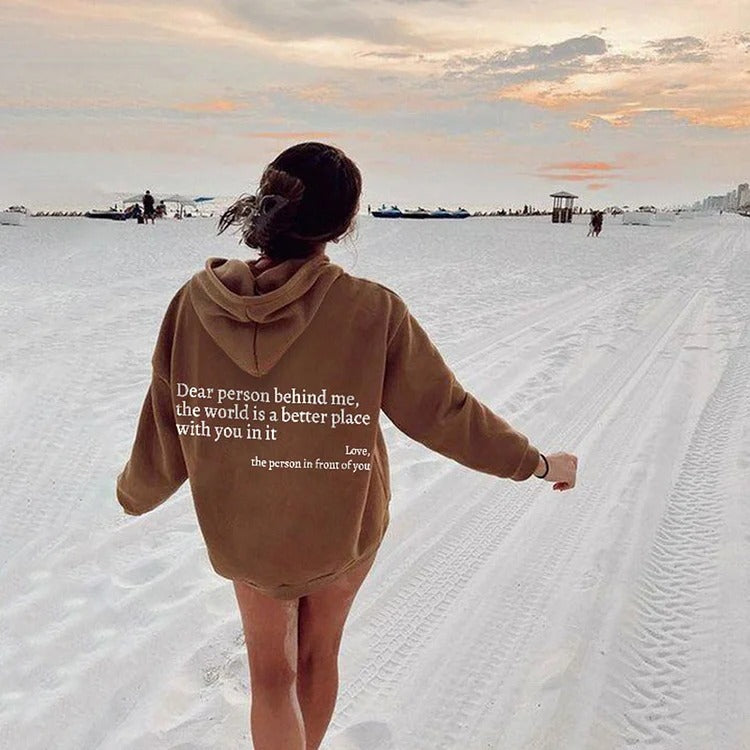 Unisex Inspirational Hoodie – 'The World is Better With You' | Cozy & Motivational