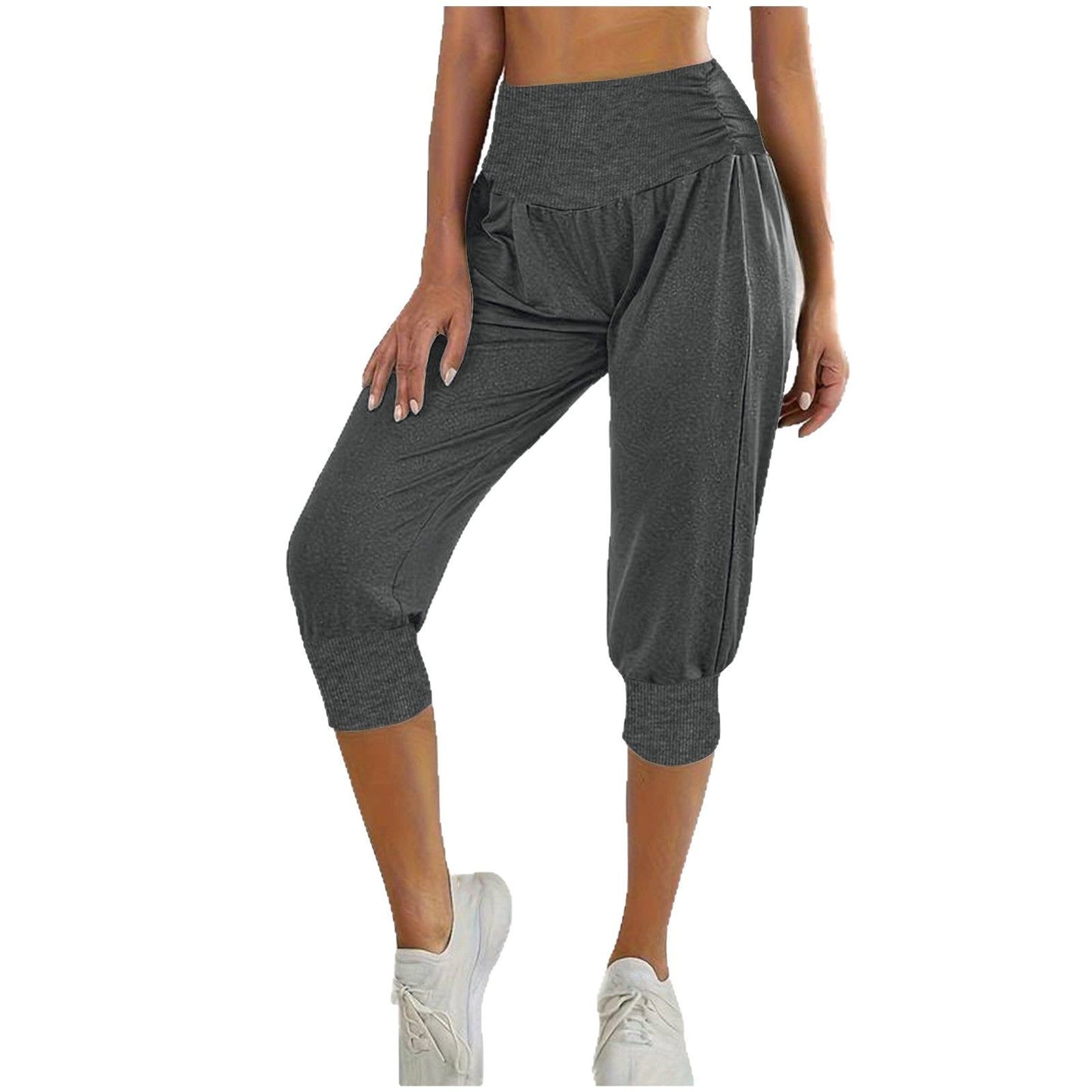 Women's High Waist Harem Pants – Casual Ankle-Tied Lounge Pants for Home Wear