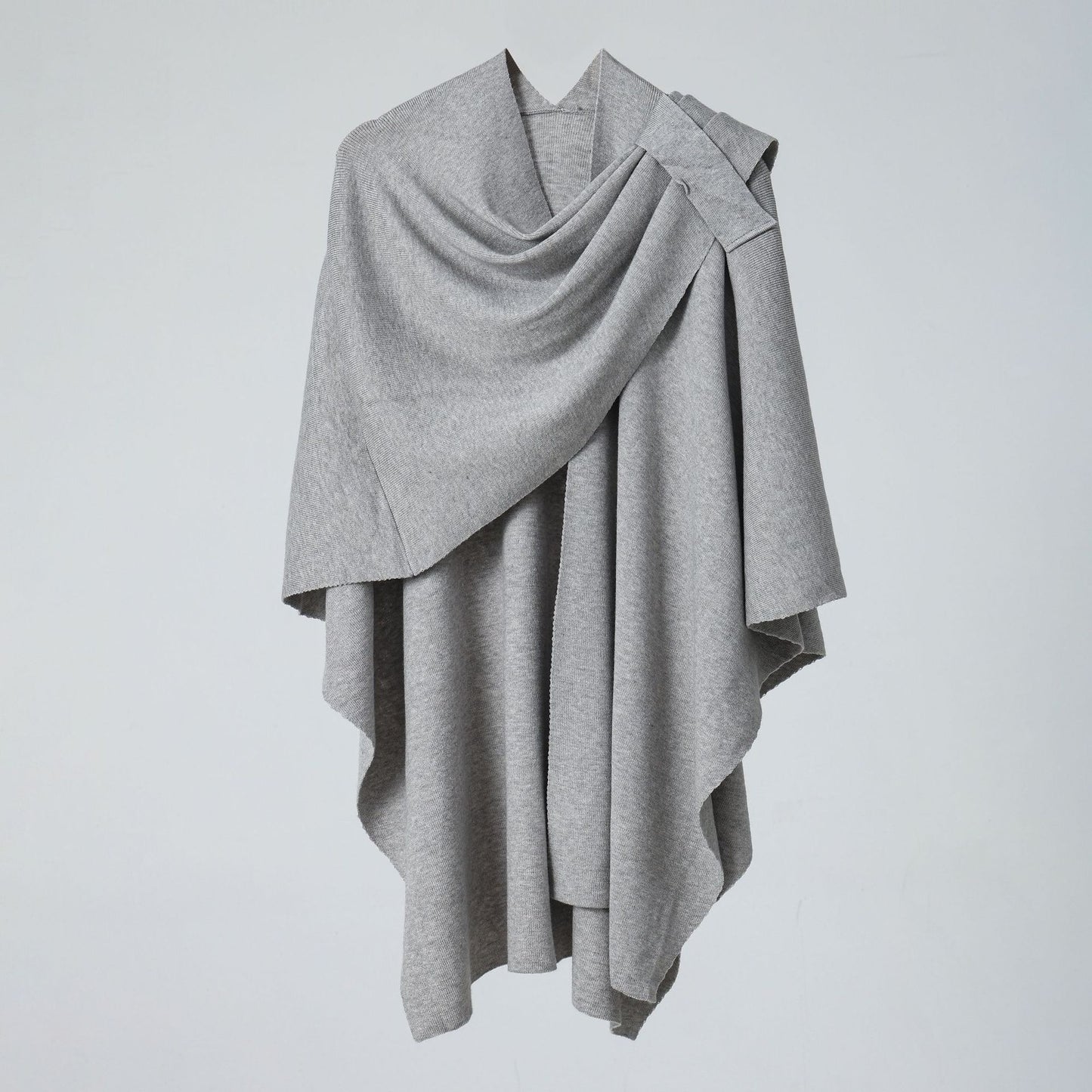 Women’s Solid Color Knitted Shawl – Simple Side Strap Shoulder Wrap