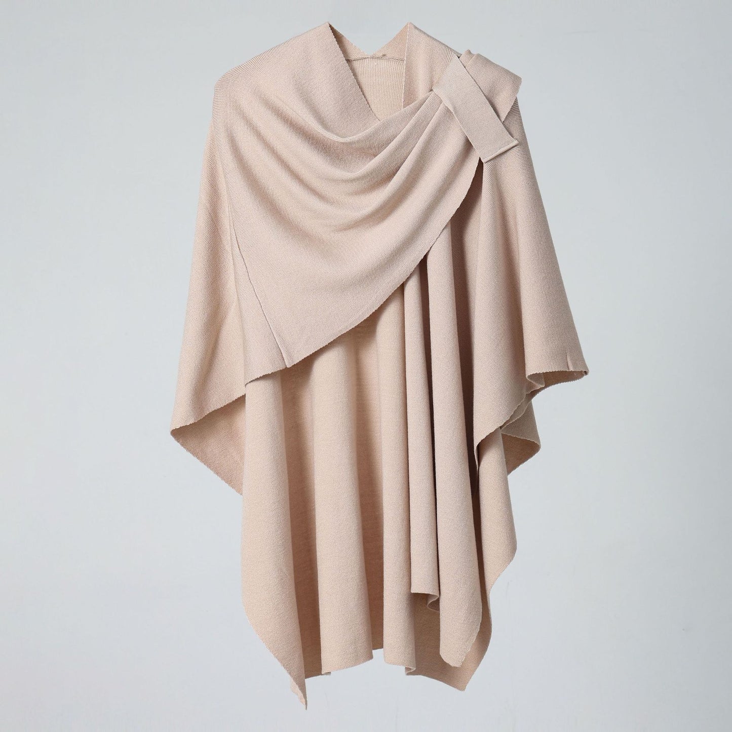 Women’s Solid Color Knitted Shawl – Simple Side Strap Shoulder Wrap