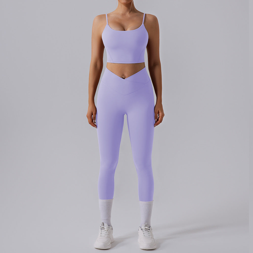 Women's High Waist Yoga Set - Tight Workout Clothes Sports Suit for Fitness