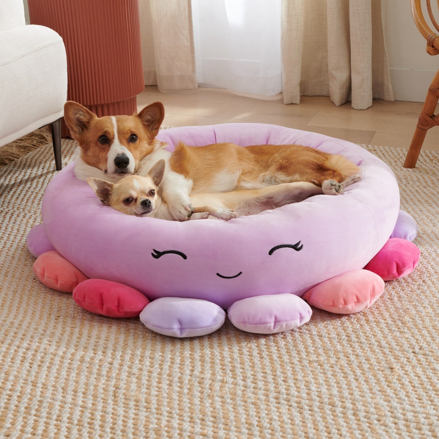 Fruit-Themed Plush Pet Bed – Super Soft Animal Print Dog/Cat Cushion