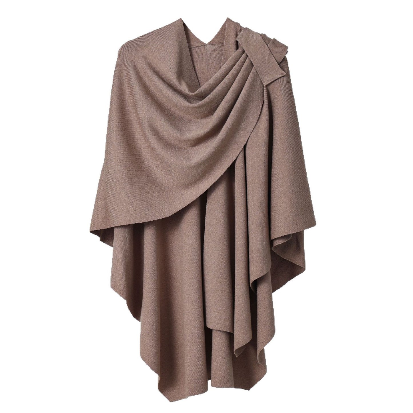Women’s Solid Color Knitted Shawl – Simple Side Strap Shoulder Wrap