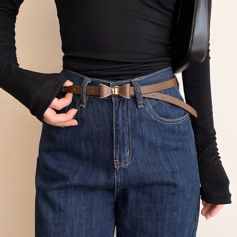 Women’s Korean-Style Thin Bow Belt – Elegant All-Match Waist Accessory