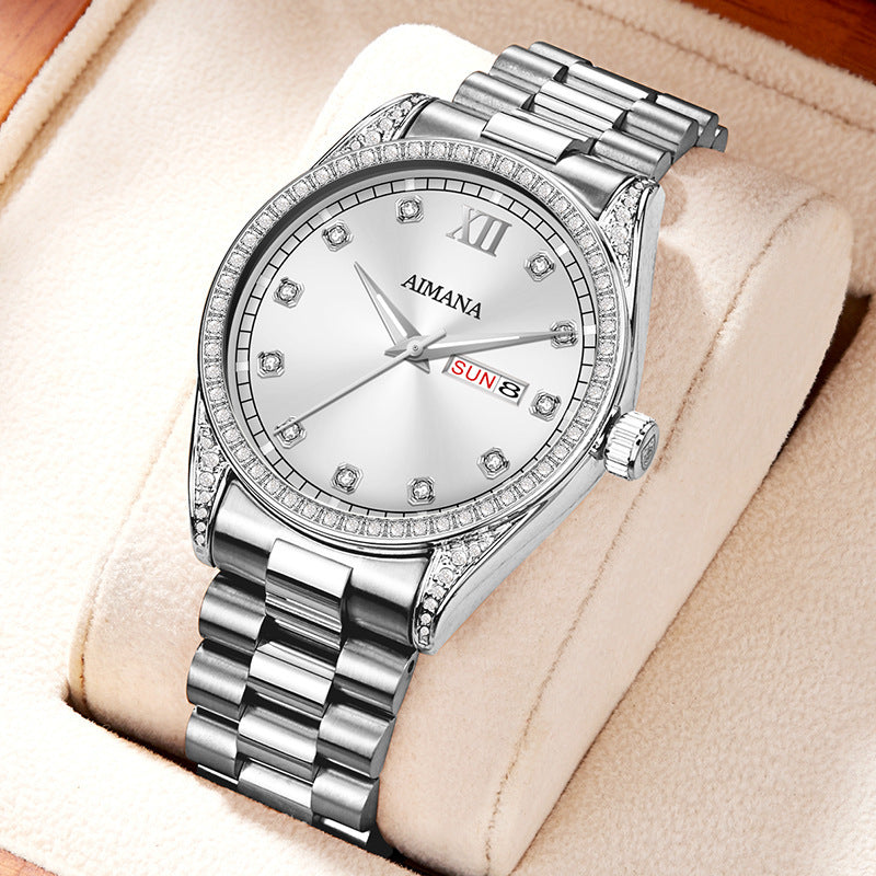Women's Diamond Quartz Watch – LOG Series Minimalist Stainless Steel