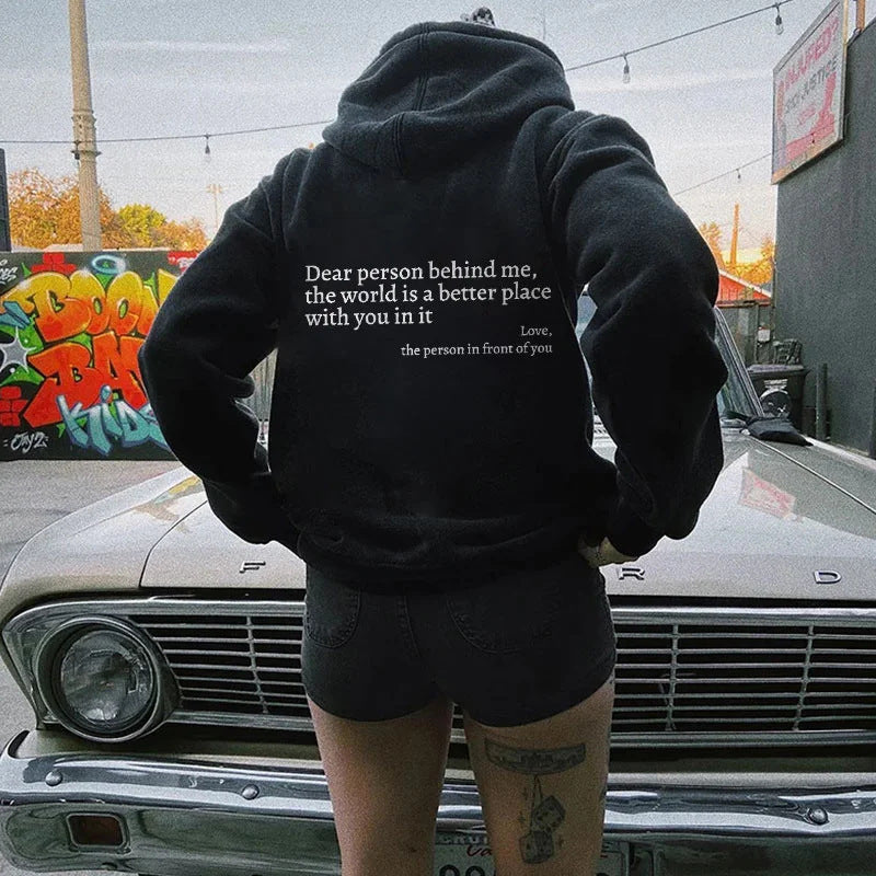 Unisex Inspirational Hoodie – 'The World is Better With You' | Cozy & Motivational