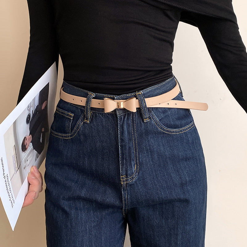 Women’s Korean-Style Thin Bow Belt – Elegant All-Match Waist Accessory
