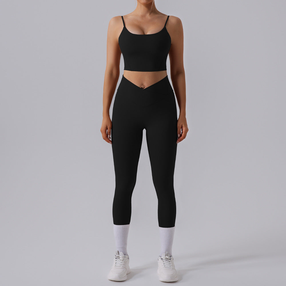 Women's High Waist Yoga Set - Tight Workout Clothes Sports Suit for Fitness