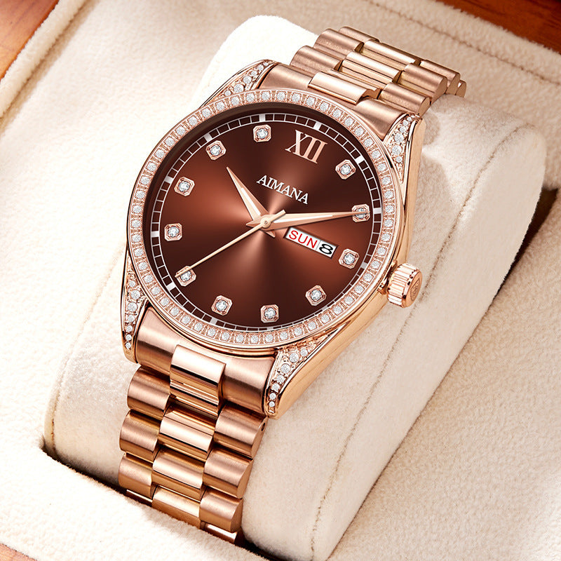 Women's Diamond Quartz Watch – LOG Series Minimalist Stainless Steel