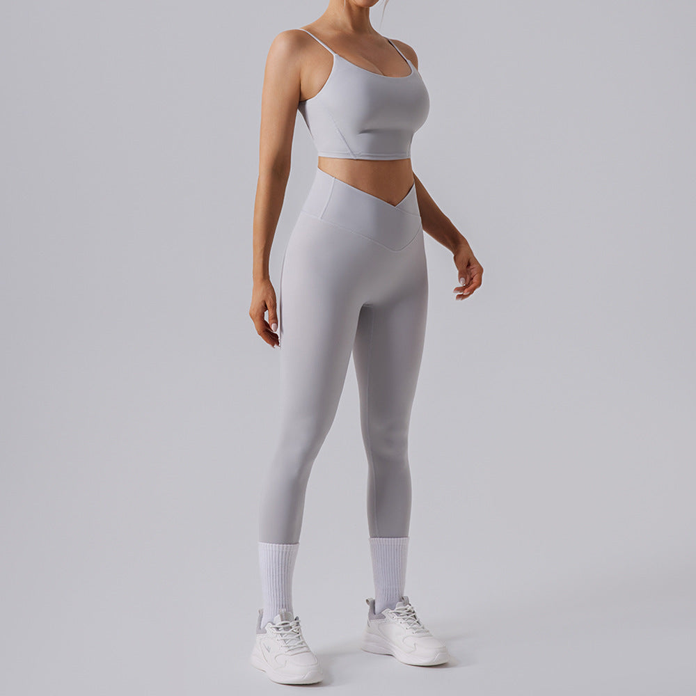 Women's High Waist Yoga Set - Tight Workout Clothes Sports Suit for Fitness