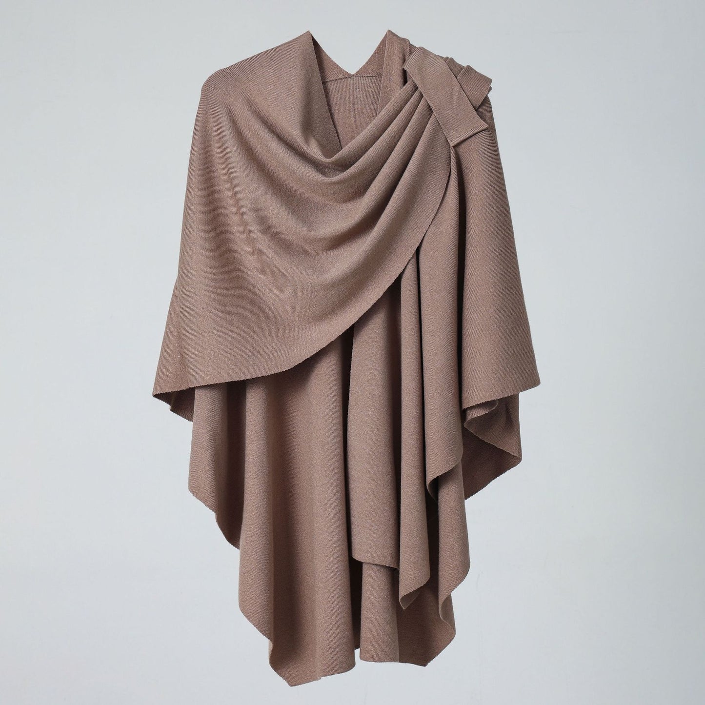 Women’s Solid Color Knitted Shawl – Simple Side Strap Shoulder Wrap