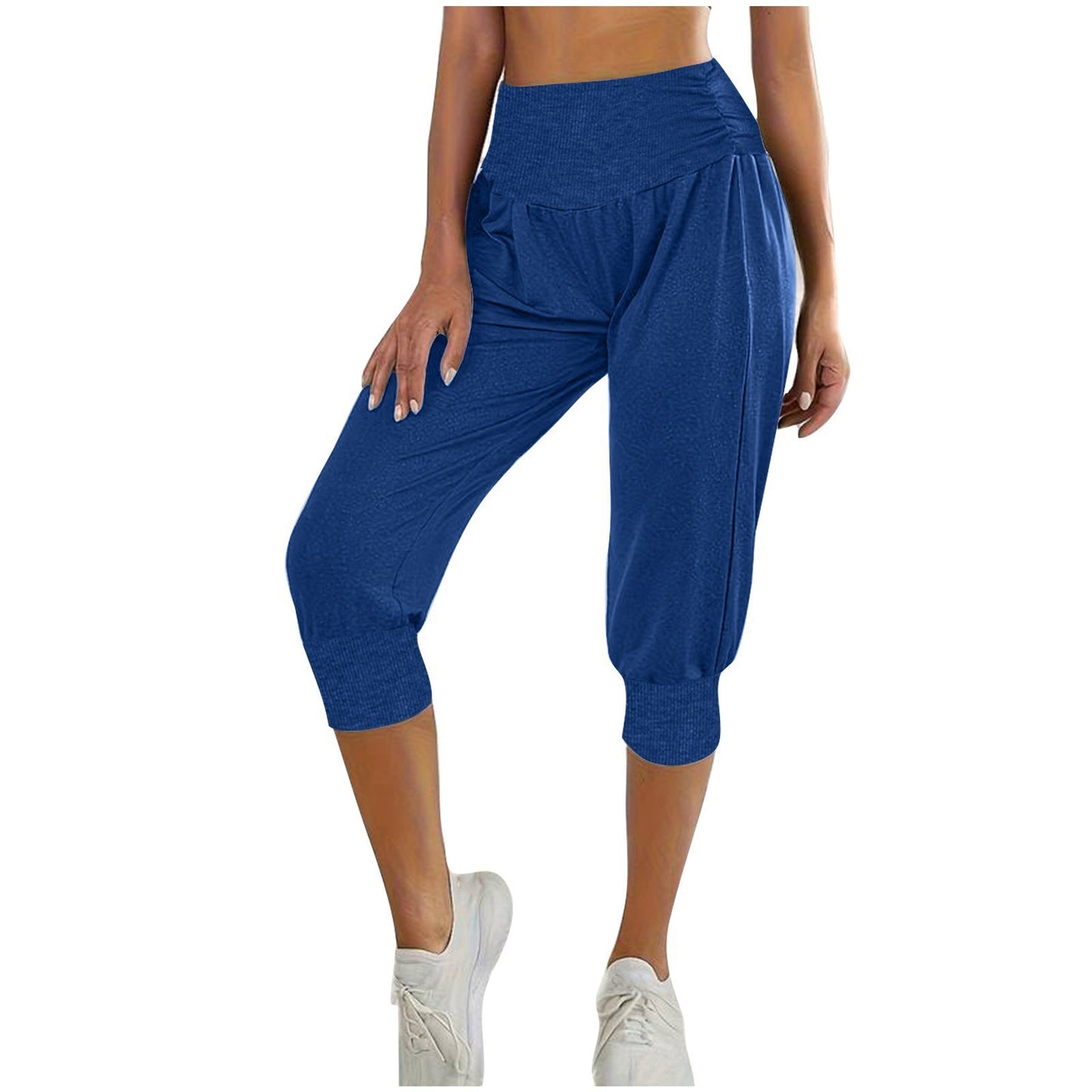 Women's High Waist Harem Pants – Casual Ankle-Tied Lounge Pants for Home Wear