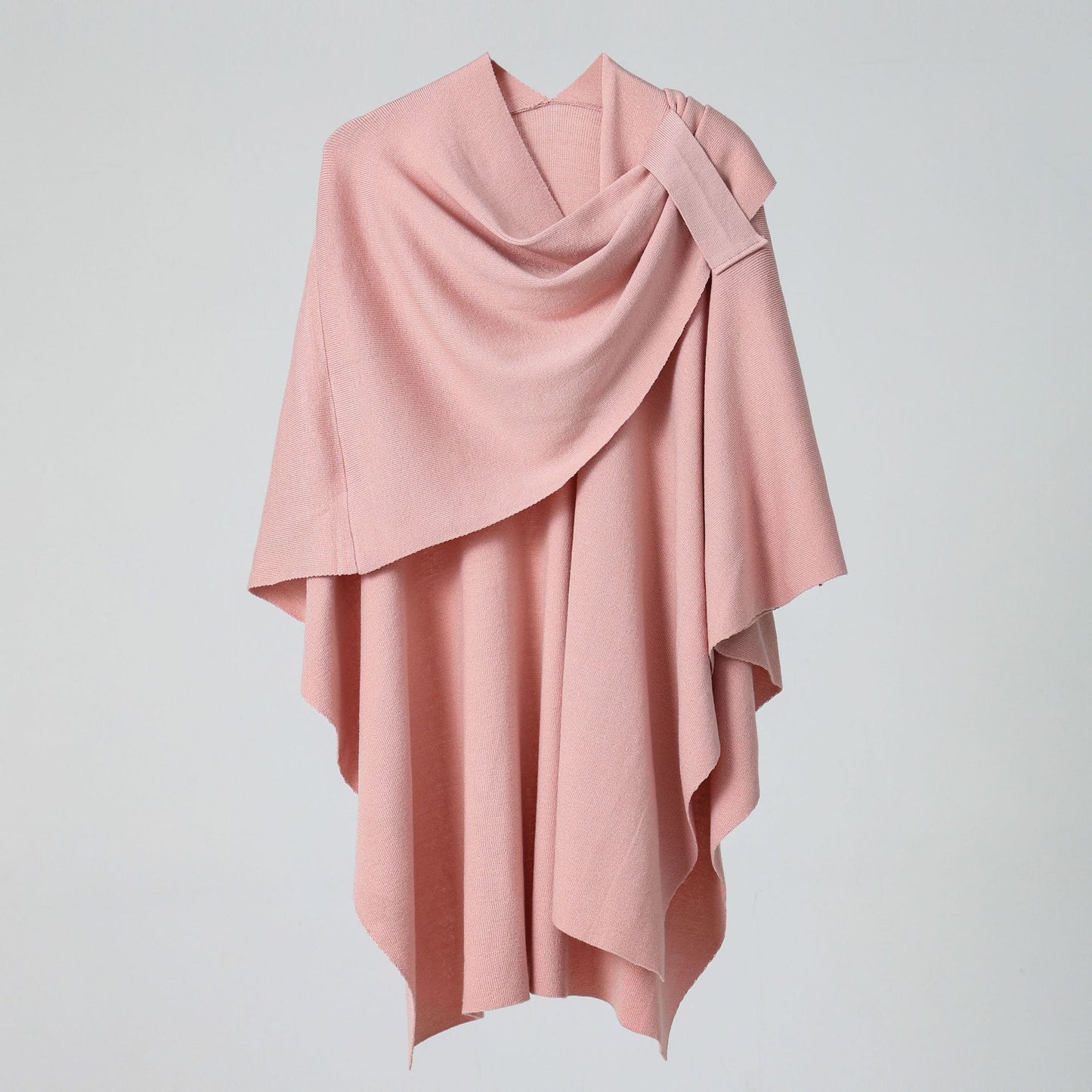 Women’s Solid Color Knitted Shawl – Simple Side Strap Shoulder Wrap