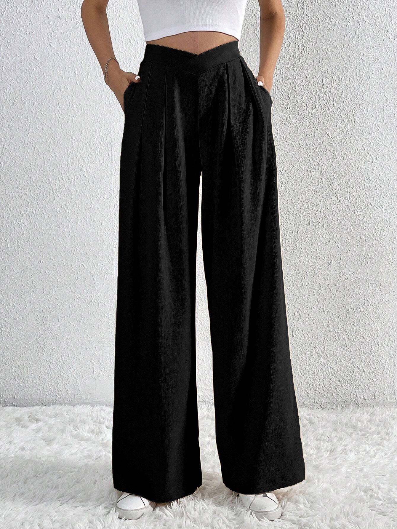 Women’s Summer Wide-Leg Pants – Breathable Pleated Trousers for Casual & Office Wear