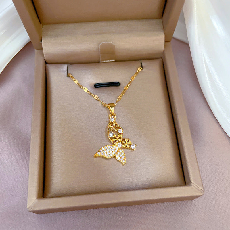 Women’s Butterfly Zircon Necklace – Cute & Luxurious Sparkling Jewelry