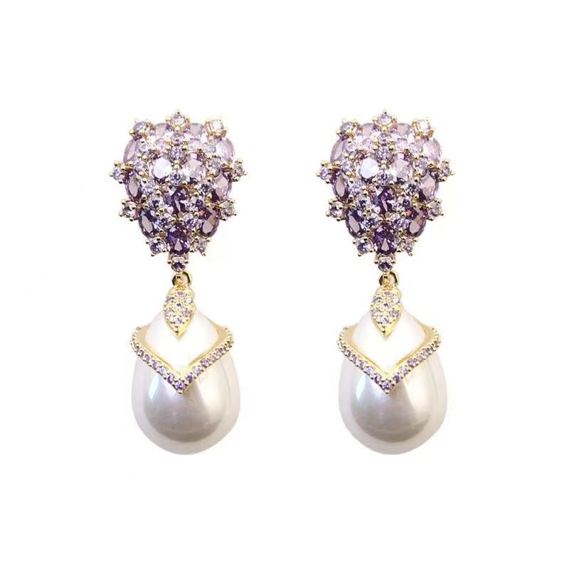 French Retro Zircon Earrings – Sterling Silver Needle Inlaid Luxe Style
