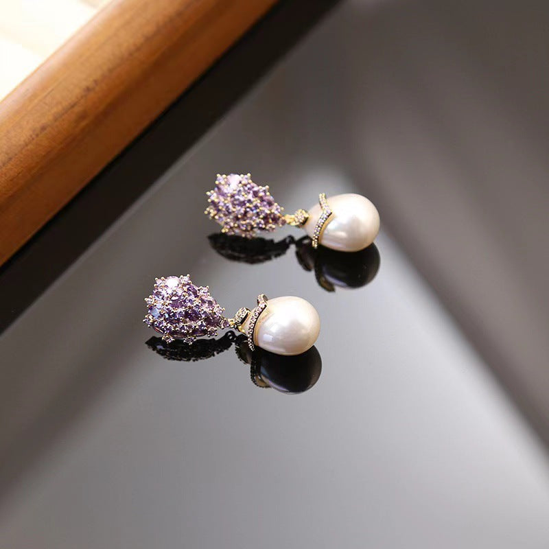 French Retro Zircon Earrings – Sterling Silver Needle Inlaid Luxe Style