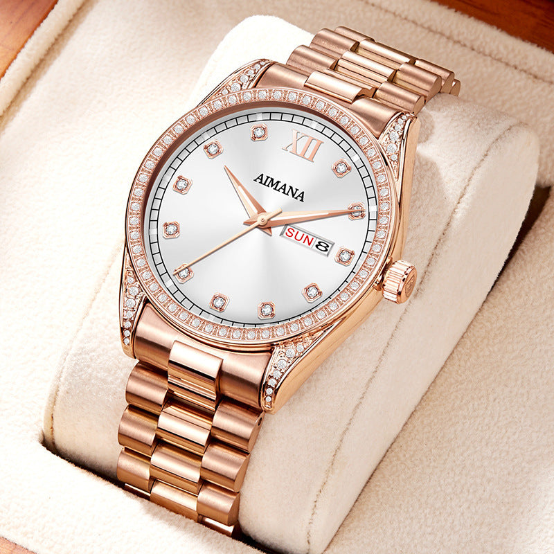 Women's Diamond Quartz Watch – LOG Series Minimalist Stainless Steel