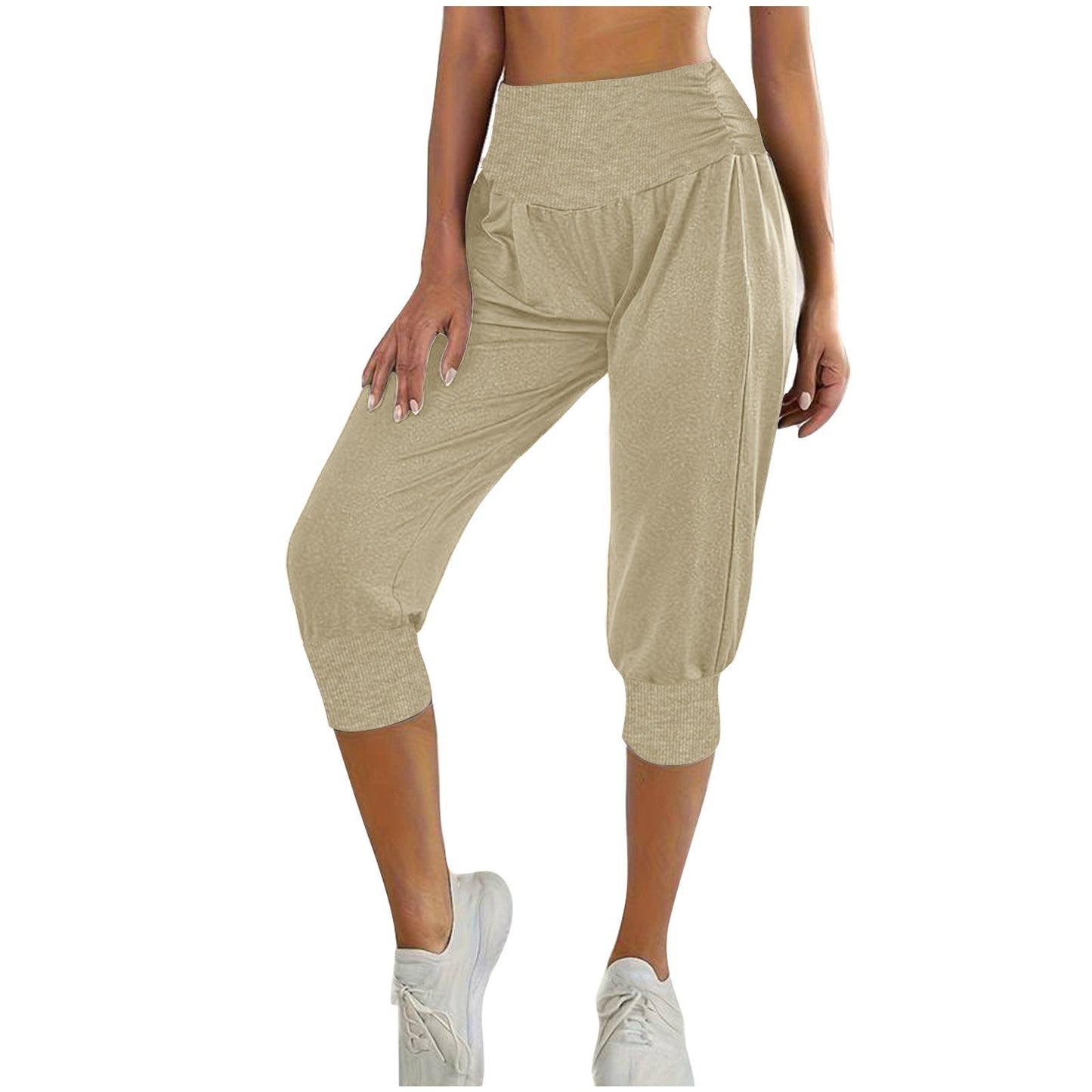 Women's High Waist Harem Pants – Casual Ankle-Tied Lounge Pants for Home Wear