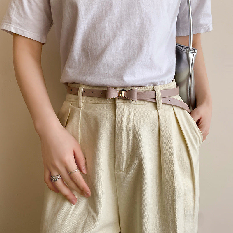 Women’s Korean-Style Thin Bow Belt – Elegant All-Match Waist Accessory