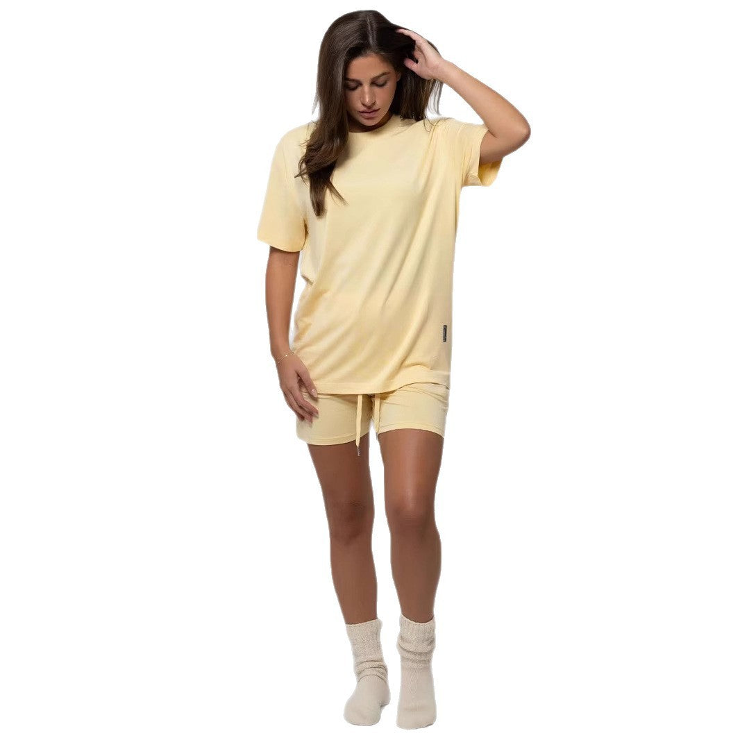 Plus Size Summer Pajama Set – Women’s Loose Casual Short Sleeve Home Wear Suit