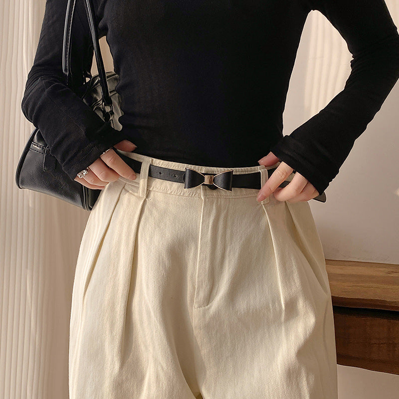 Women’s Korean-Style Thin Bow Belt – Elegant All-Match Waist Accessory