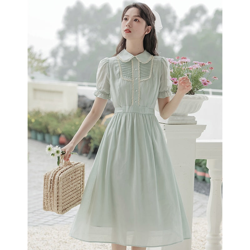 Vintage French Summer Dress for Women – Elegant Retro A-Line Sundress