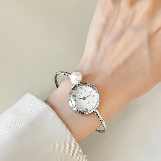Women’s Elegant Pearl Bangle Watch – High-Grade Fashion Bracelet Timepiece