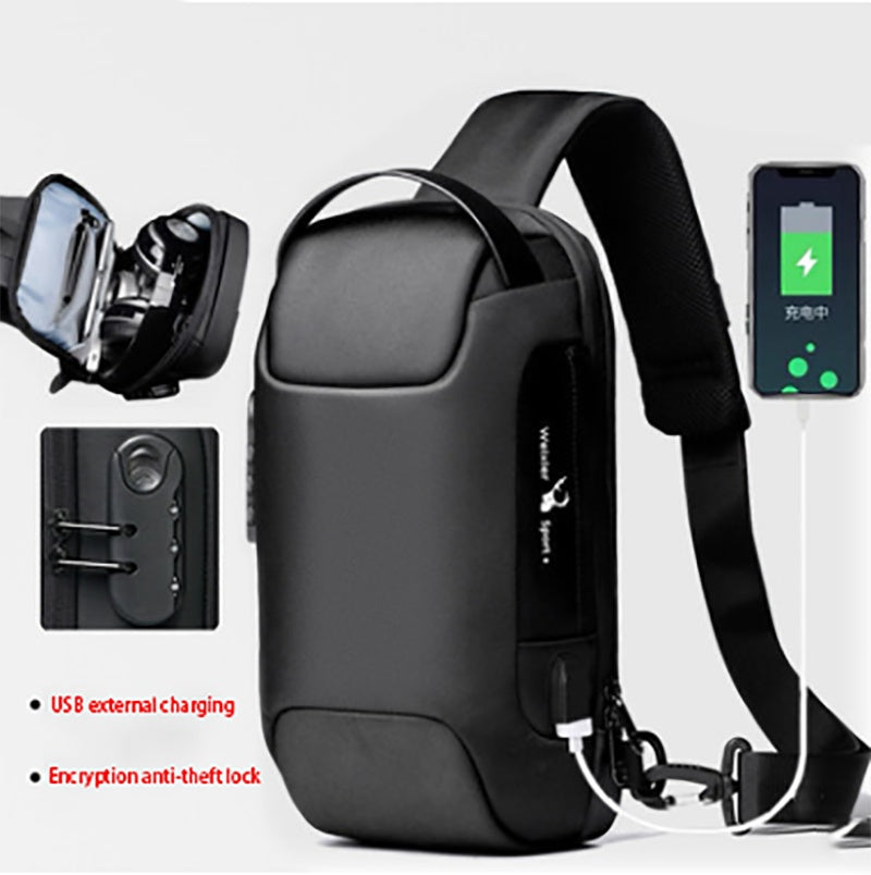 Men's Waterproof Anti-Theft Sling Bag – USB Charging & Oxford Fabric