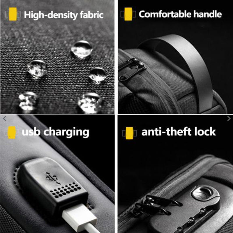 Men's Waterproof Anti-Theft Sling Bag – USB Charging & Oxford Fabric