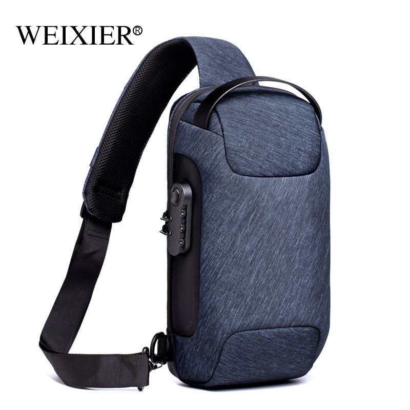 Men's Waterproof Anti-Theft Sling Bag – USB Charging & Oxford Fabric