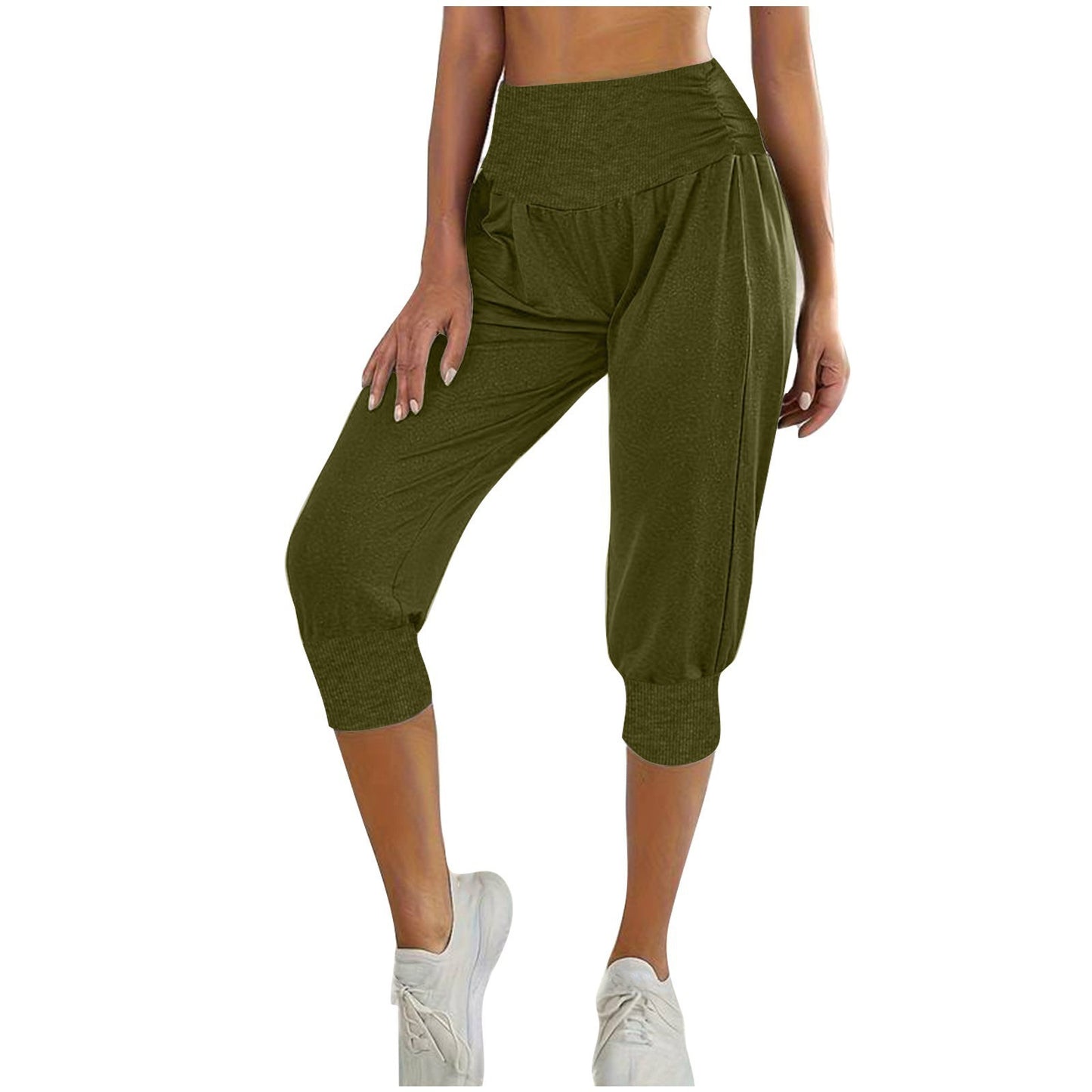 Women's High Waist Harem Pants – Casual Ankle-Tied Lounge Pants for Home Wear