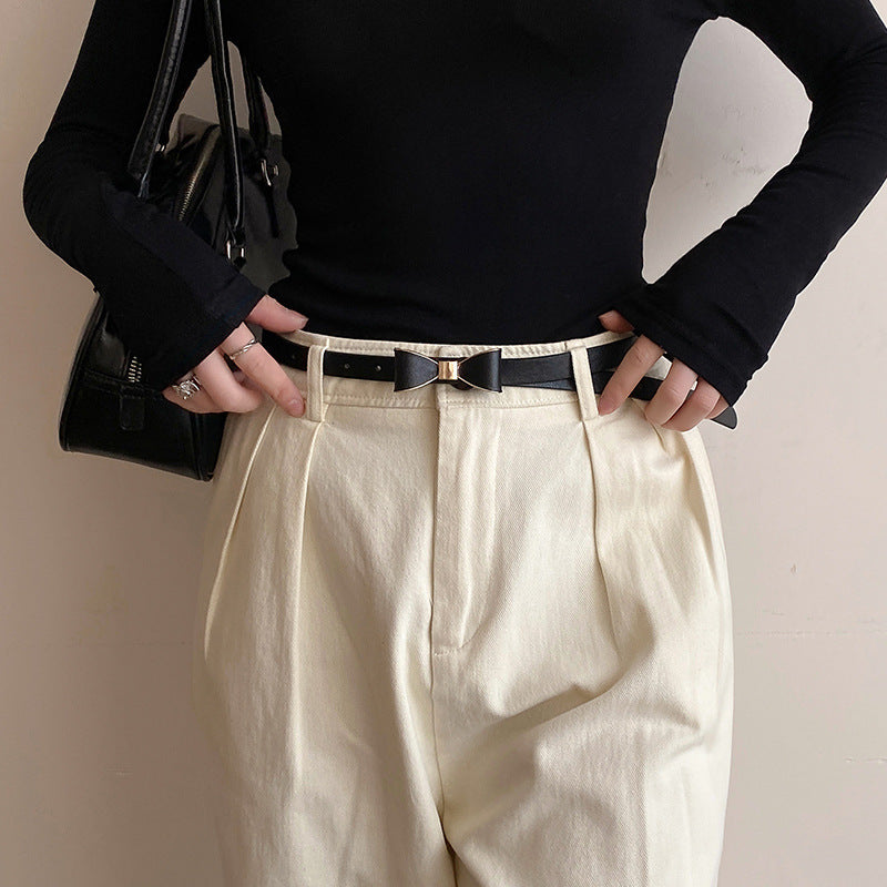 Women’s Korean-Style Thin Bow Belt – Elegant All-Match Waist Accessory