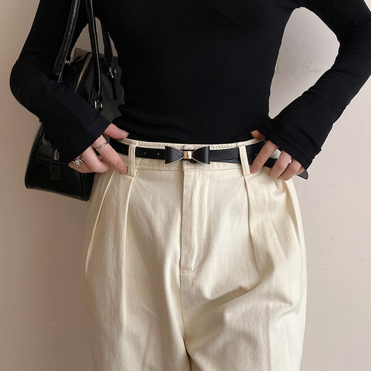 Women’s Korean-Style Thin Bow Belt – Elegant All-Match Waist Accessory