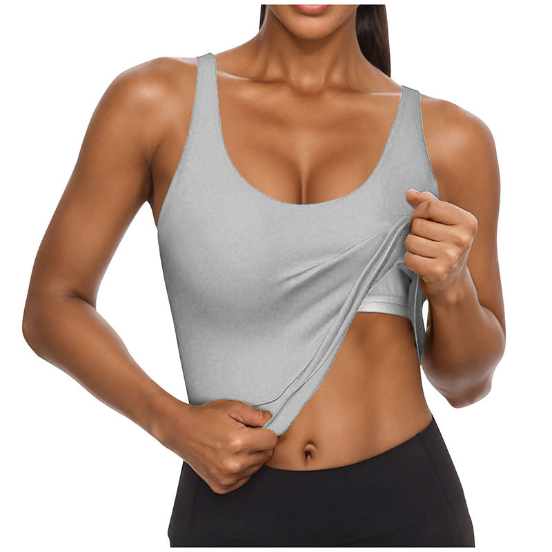 Women's U-Neck Tank Top with Built-In Bra – Fitted Sleeveless Undershirt