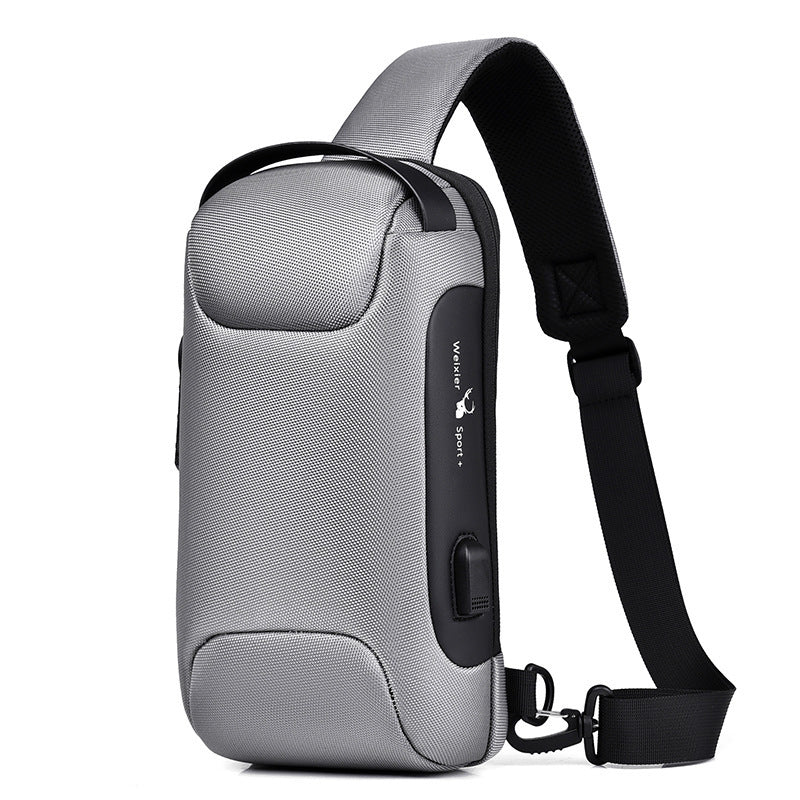 Men's Waterproof Anti-Theft Sling Bag – USB Charging & Oxford Fabric