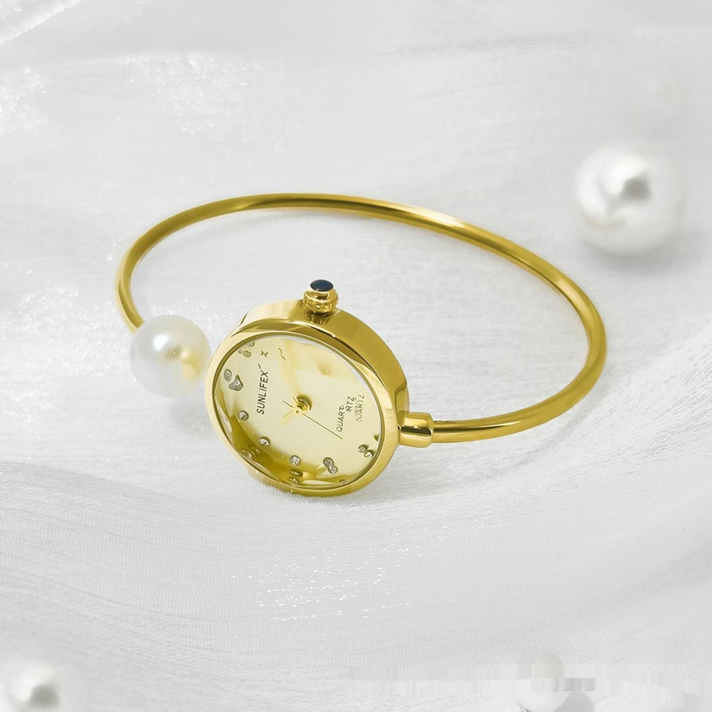 Women’s Elegant Pearl Bangle Watch – High-Grade Fashion Bracelet Timepiece