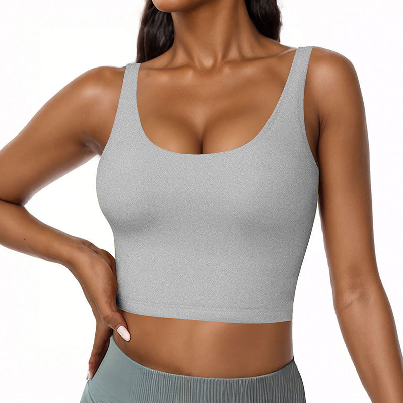 Women's U-Neck Tank Top with Built-In Bra – Fitted Sleeveless Undershirt