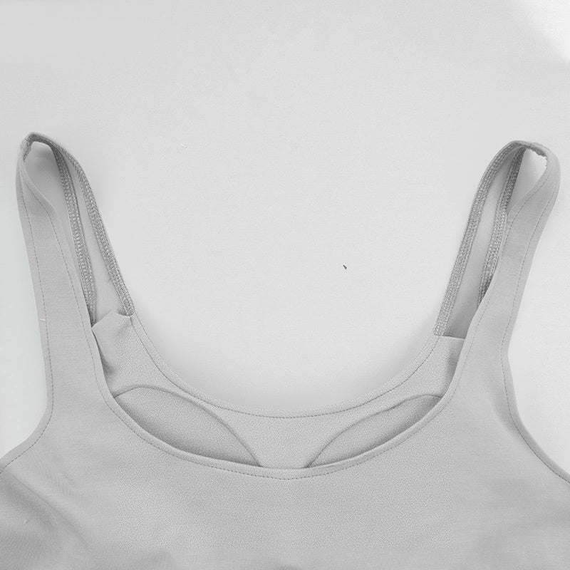 Women's U-Neck Tank Top with Built-In Bra – Fitted Sleeveless Undershirt