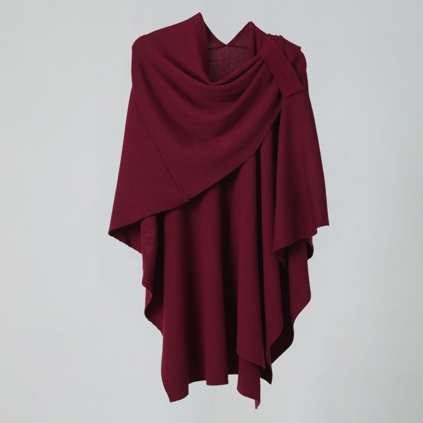 Women’s Solid Color Knitted Shawl – Simple Side Strap Shoulder Wrap