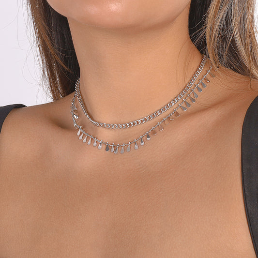 Red Drop Sequin Necklace – Stylish Commuter Net Wind Pendant