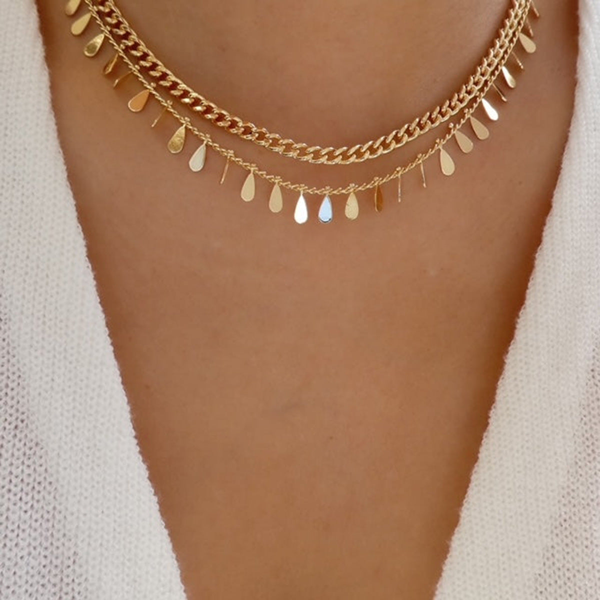Red Drop Sequin Necklace – Stylish Commuter Net Wind Pendant