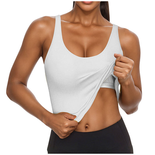 Women's U-Neck Tank Top with Built-In Bra – Fitted Sleeveless Undershirt