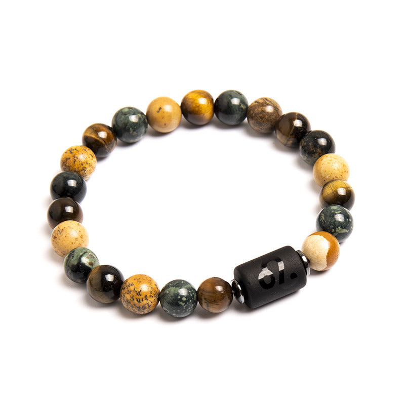 Natural Tiger Eye Zodiac Beaded Bracelet – 12 Constellations for Men & Women